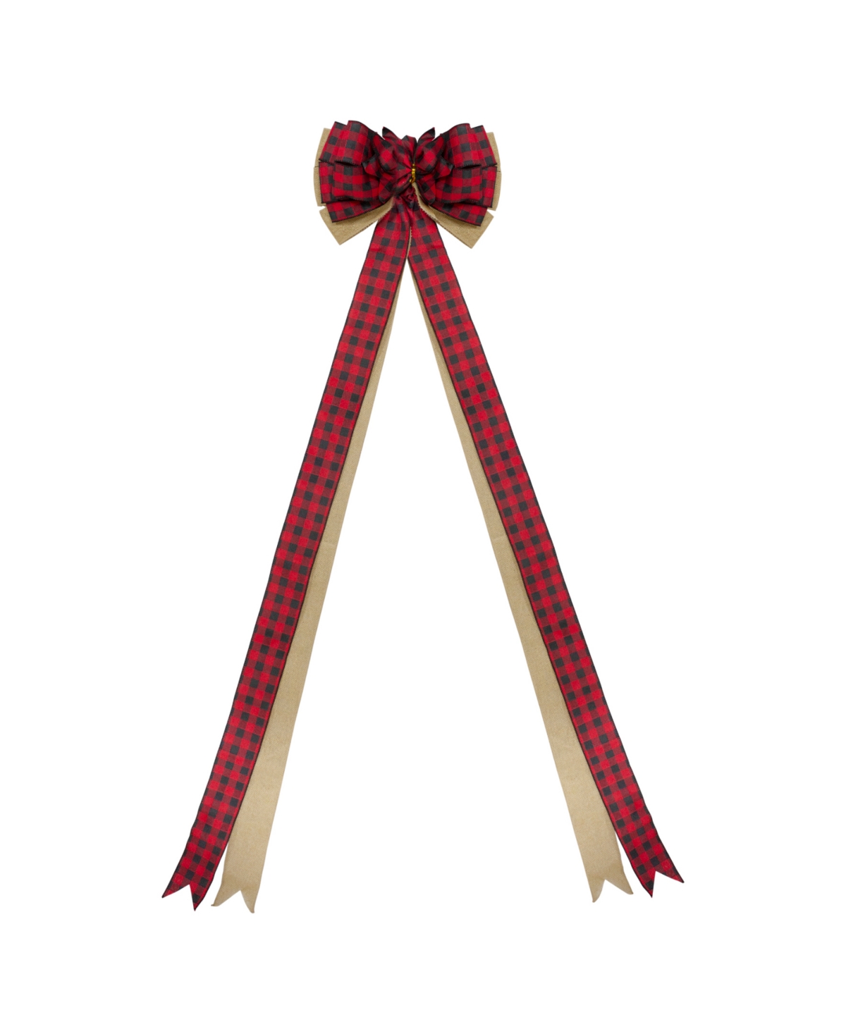 Northlight Plaid 16 Loop Bow Indoor Ribbon In Red