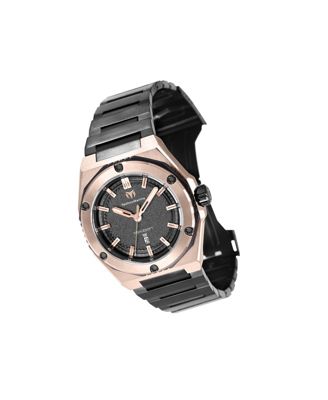 Men's TM-416063 CORAL  Quartz 3 Hand Black Dial Watch