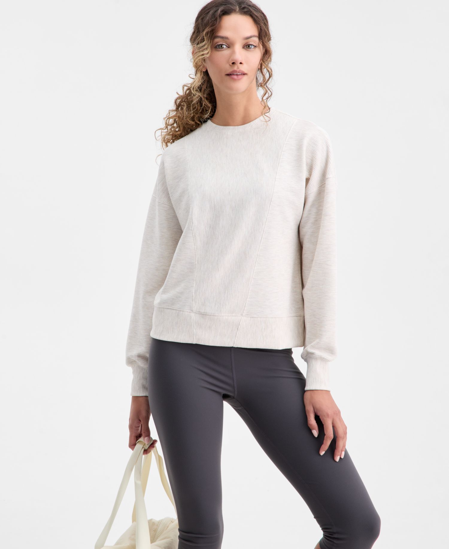 Women's Ribbed Knit Crewneck Sweatshirt