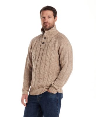 Men's Cable Knit Quarter Button Long Sleeve Sweater