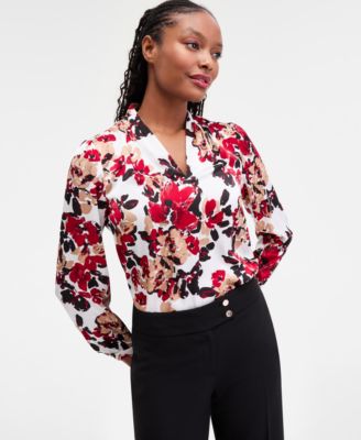 Women's Printed Pleated-Shoulder Top, Regular & Petite