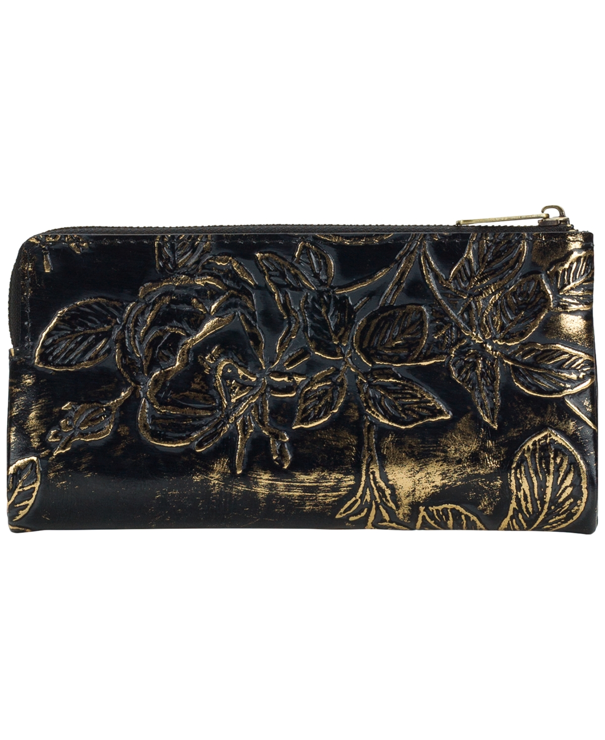 Patricia Nash Prassa Bark Leaves Textured Wallet In Black