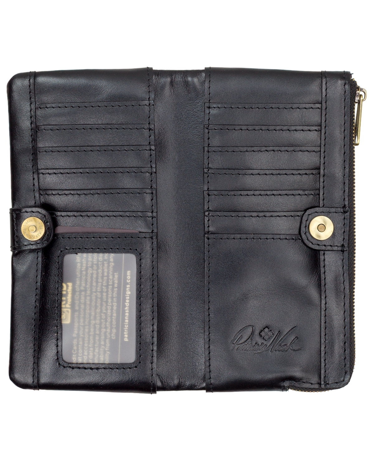 Patricia Nash Prassa Bark Leaves Textured Wallet In Black