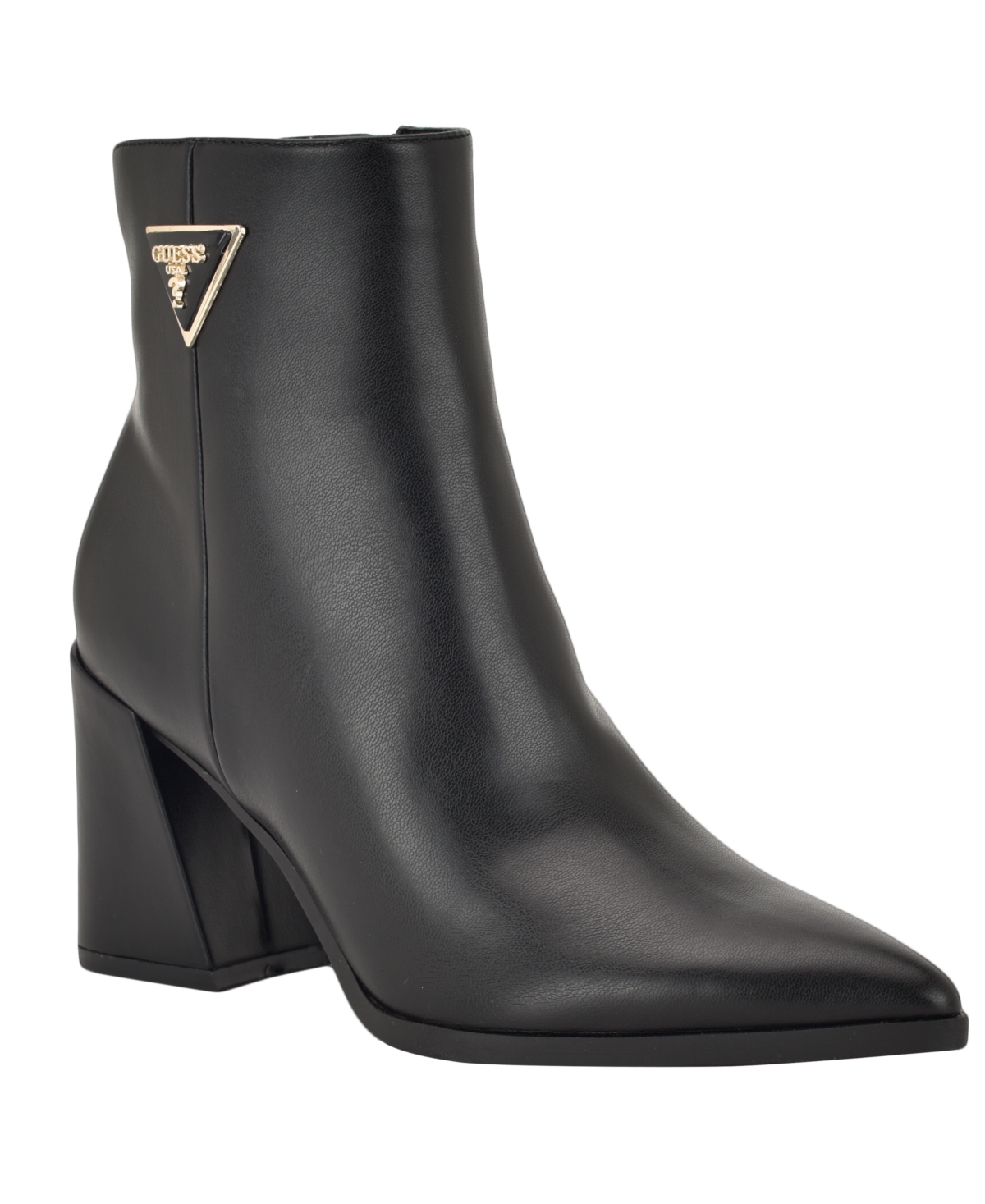 Guess Womens Lusera Flared Block Heel Dress Booties In Black