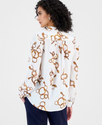Women's Printed Button-Front Blouse