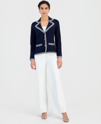 Women's Three-Button Colorblocked-Trim Jacket
