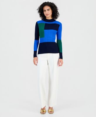 Women's Mock-Neck Colorblocked Sweater