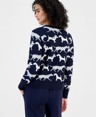 Women's Dog Jacquard Crewneck Sweater