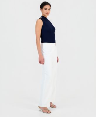 Women's Extended-Tab Wide-Leg Ankle Pants