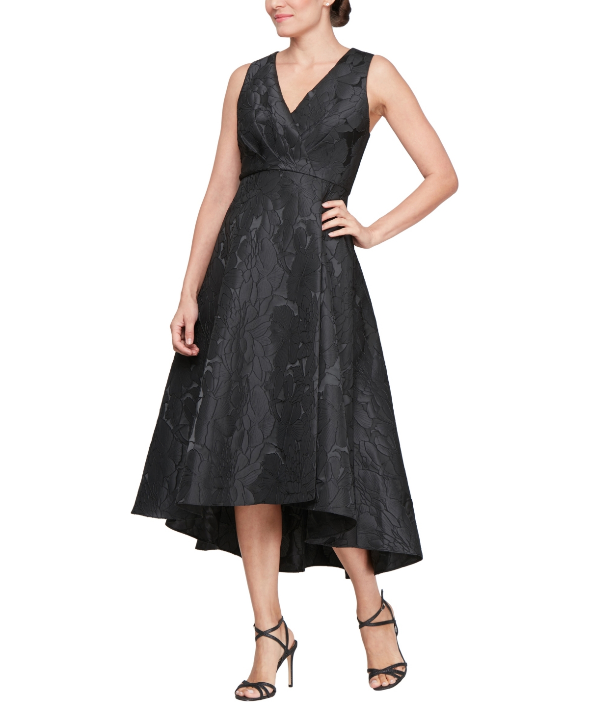 Sl Fashions Petite Sleeveless High Low Dress In Black