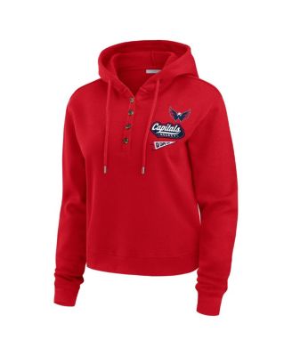 Women's Red Washington Capitals Waffle-Knit Pullover Hoodie