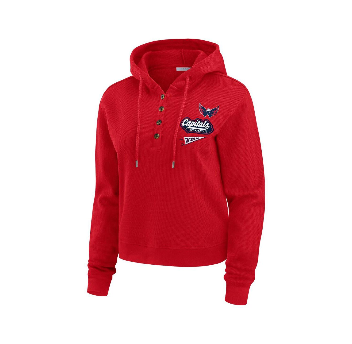 Women's Red Washington Capitals Waffle-Knit Pullover Hoodie