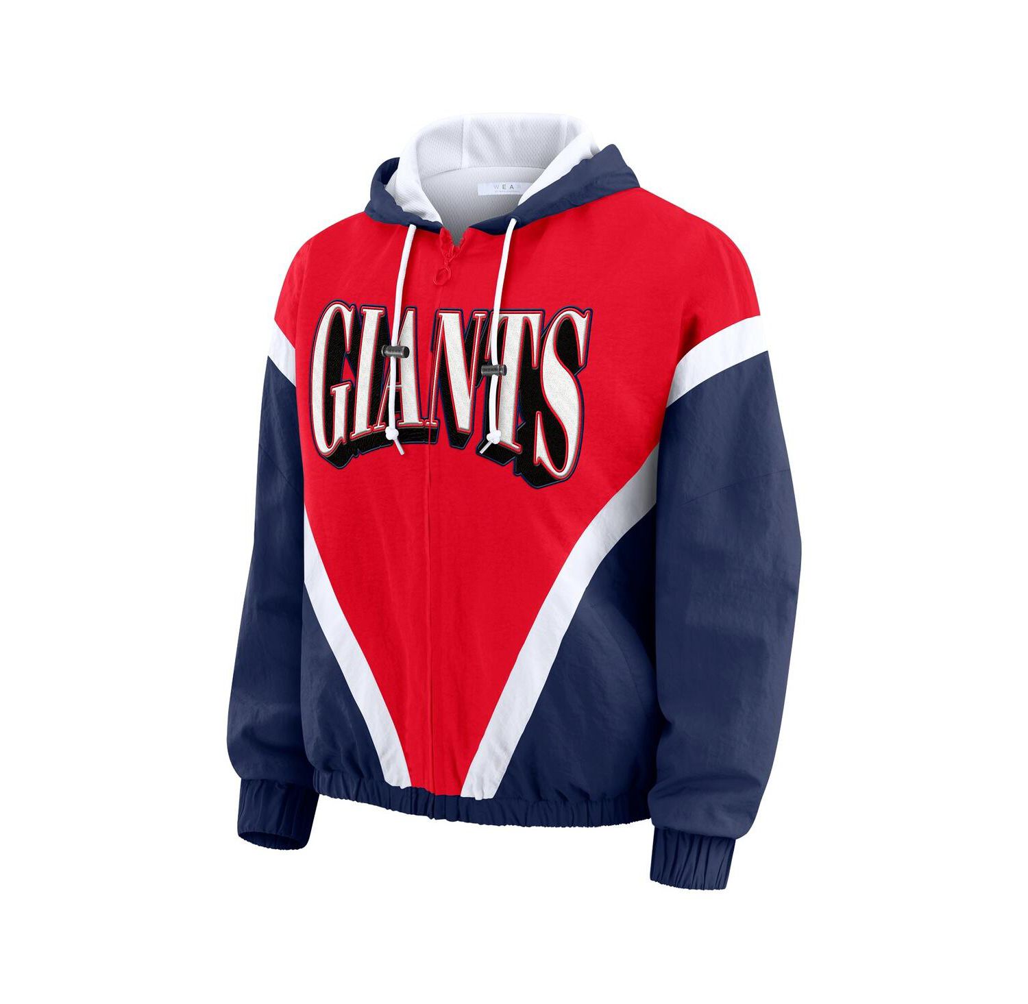 Women's Red/Royal New York Giants Retro Crinkle Full-Zip Hoodie Windbreaker