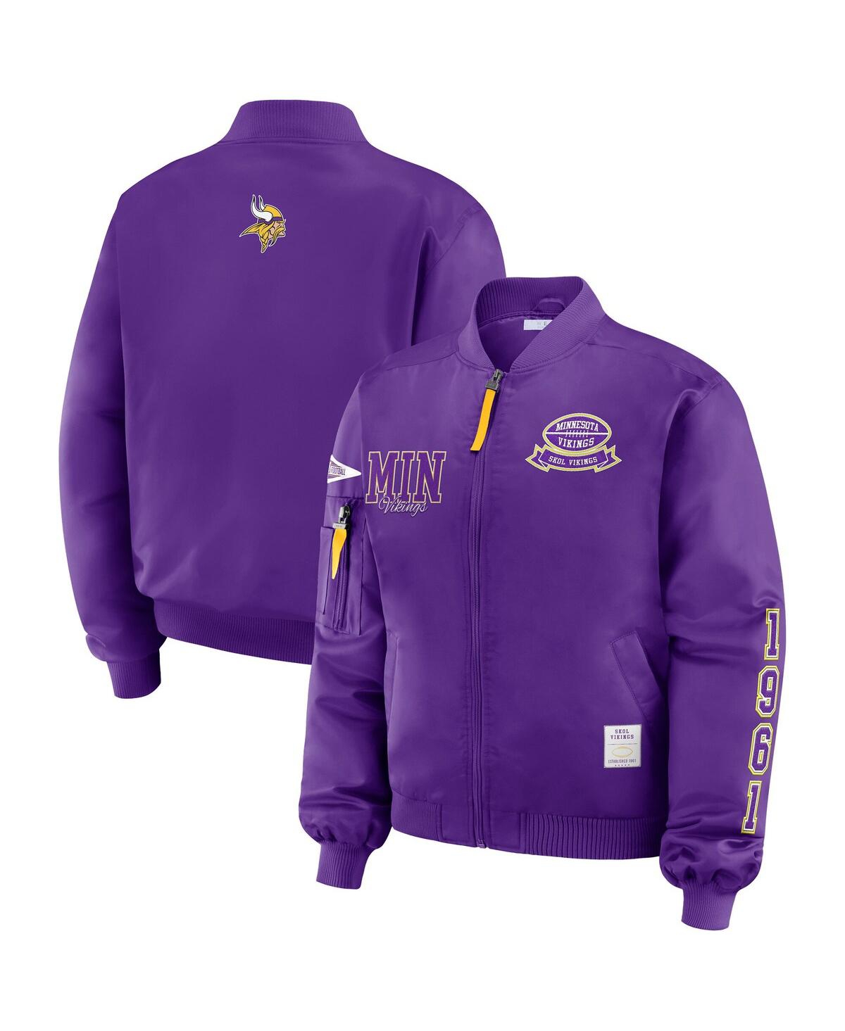Wear By Erin Andrews Women's Purple Minnesota Vikings Patch Full-zip Bomber Jacket