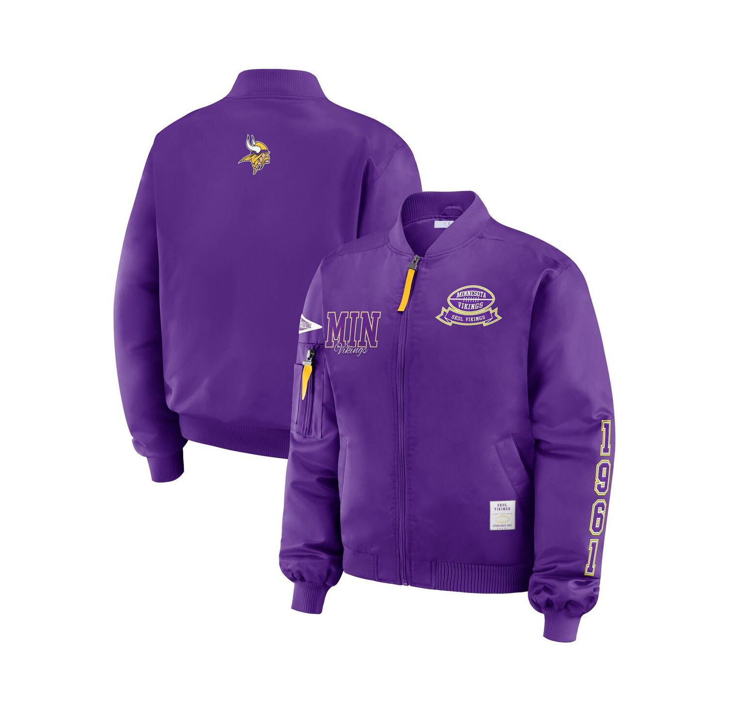 Women's Purple Minnesota Vikings Patch Full-Zip Bomber Jacket