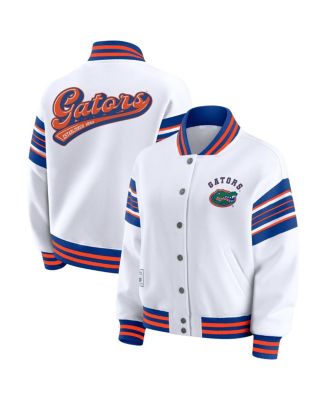 WEAR by Erin Andrews - Women's White/Royal Florida Gators Satin Stitch Full-Snap Fleece Sweatshirt Jacket
