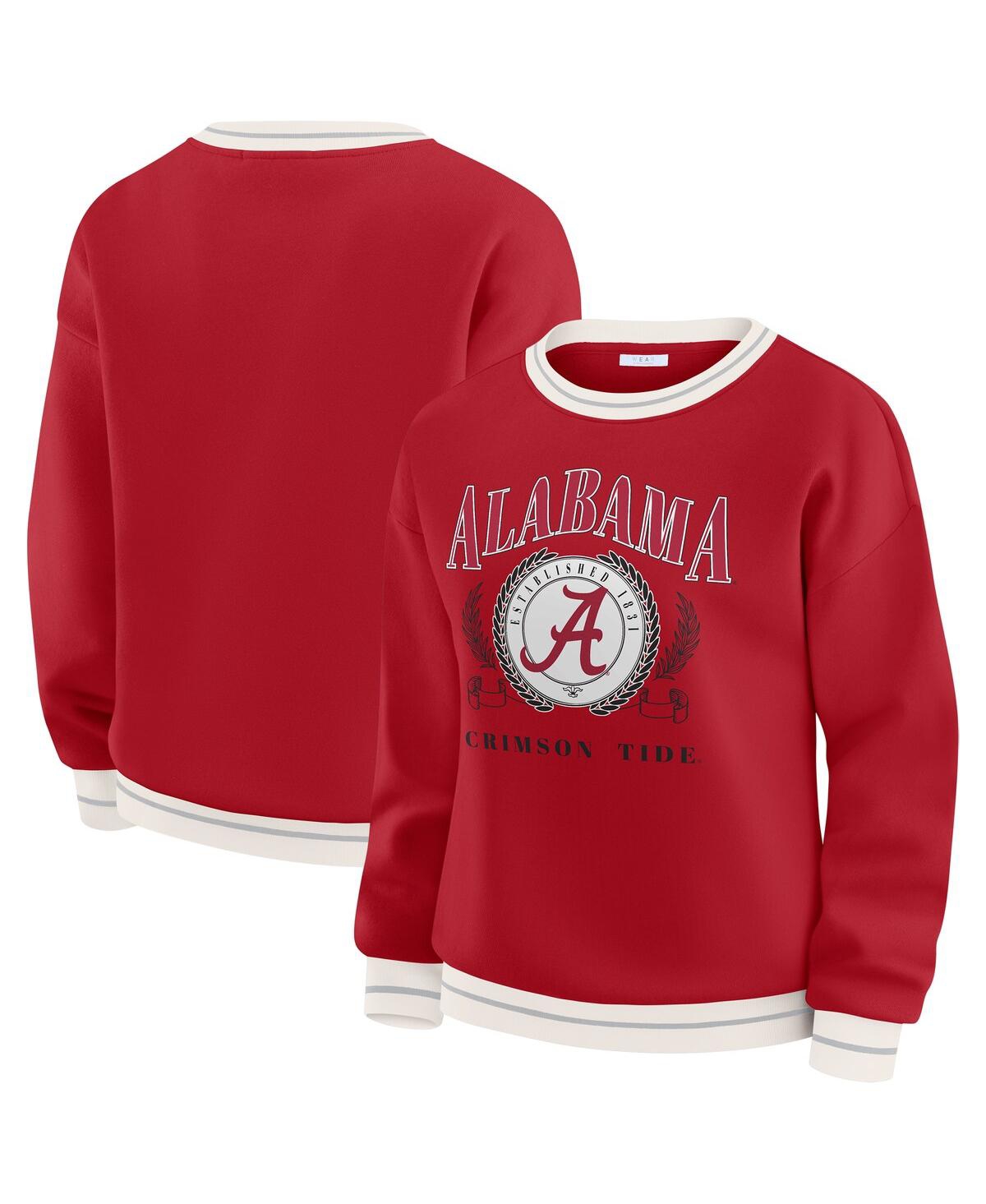 Wear By Erin Andrews Women's Crimson Alabama Crimson Tide Seal Sweatshirt In White