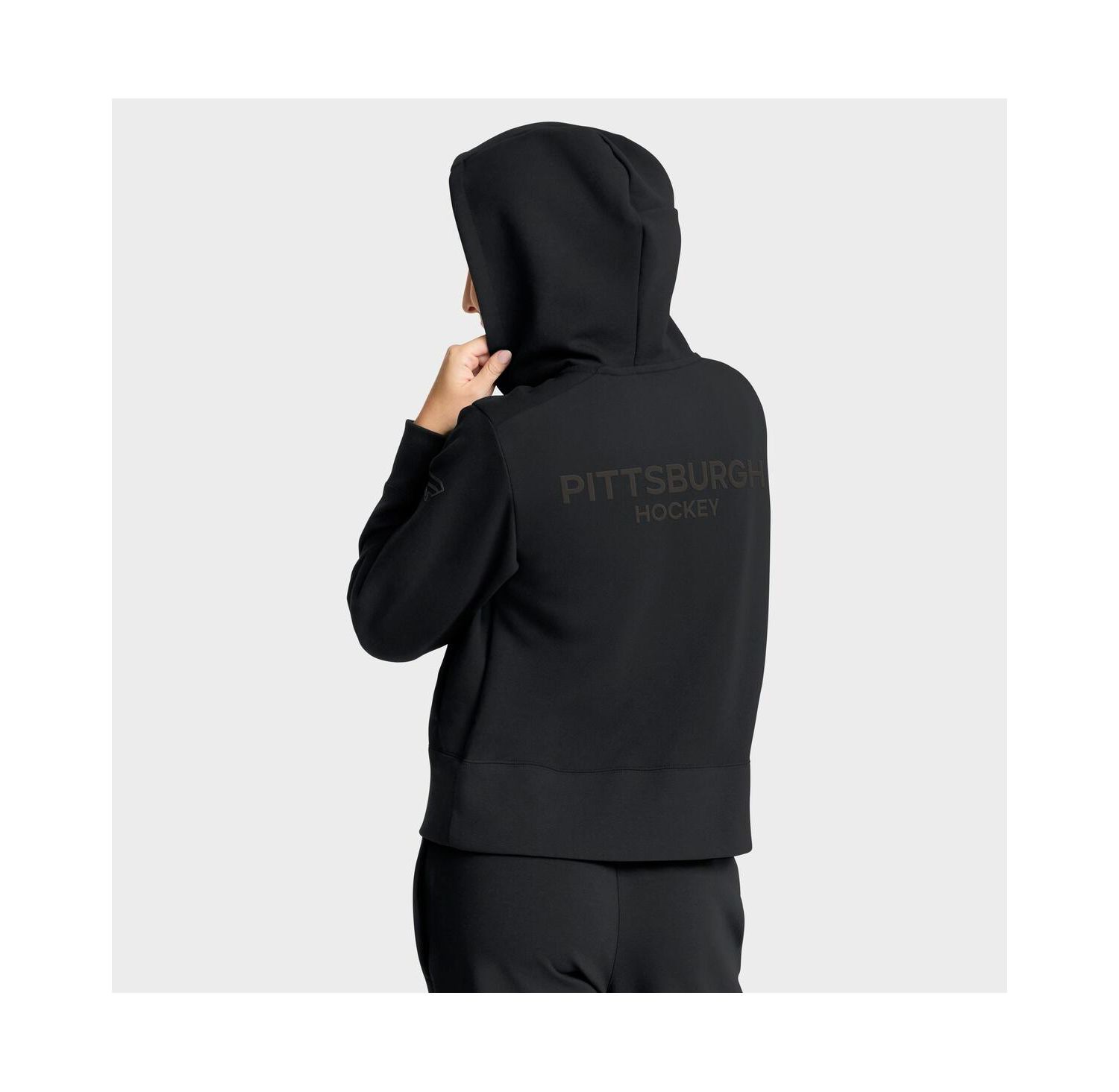 Women's Black Pittsburgh Penguins Authentic Pro Road Tri-Blend Quarter-Zip Hoodie
