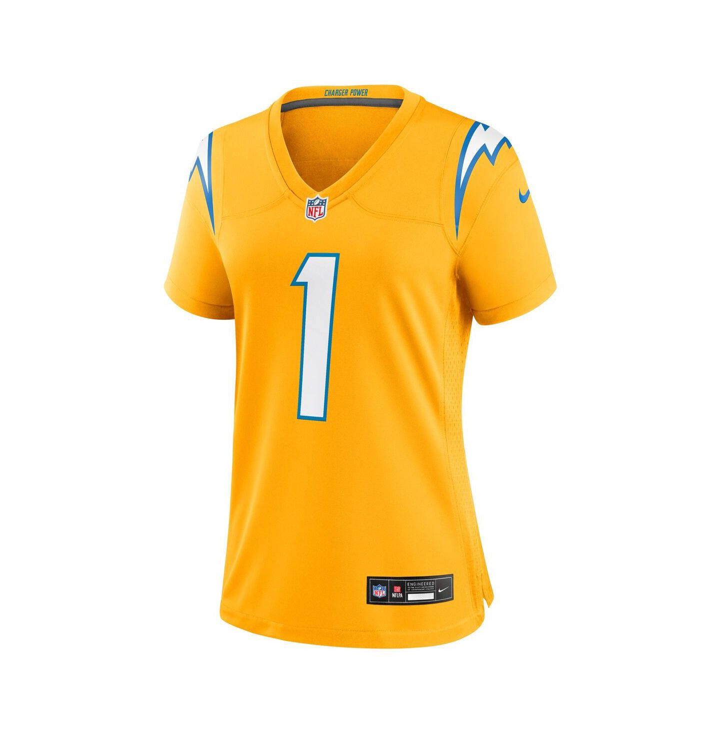 Женский топ Nike Quentin Johnston Gold Los Angeles Chargers Alternate Charger Power Game Jersey — фото 2