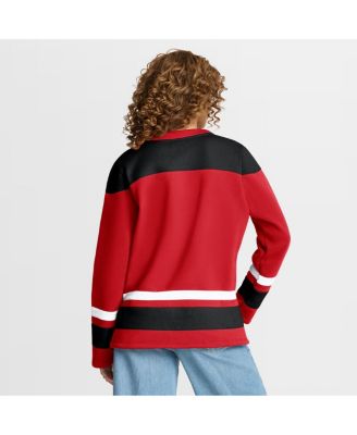 Women's Athletic Red Chicago Blackhawks Icing Long Sleeve Lace Up Sweatshirt