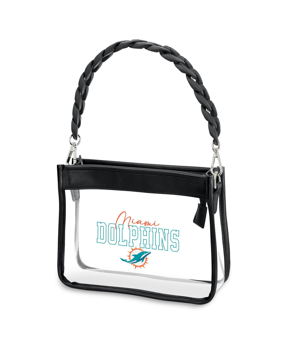 Wear By Erin Andrews Miami Dolphins Plastic Chain Mini Crossbody In Transparent