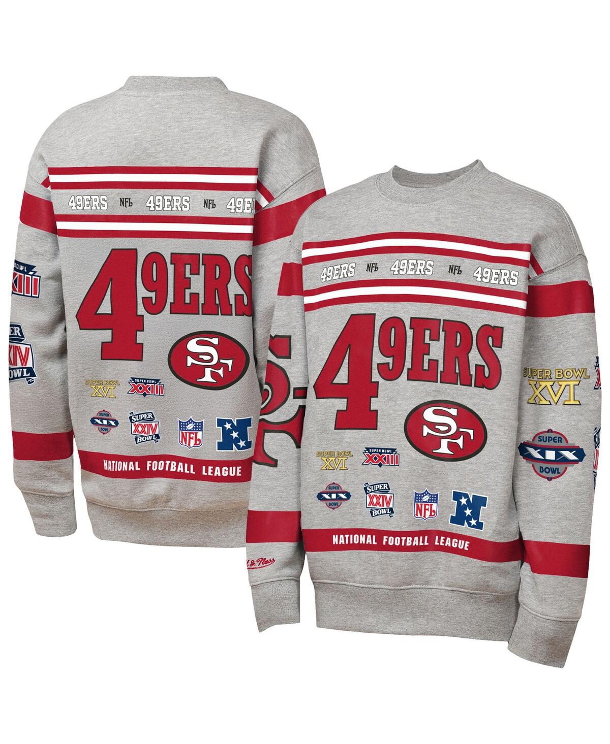 Mitchell & Ness Kids' Big Boys And Girls Gray San Francisco 49ers Throwback All-over Print Fleece Sweatshirt