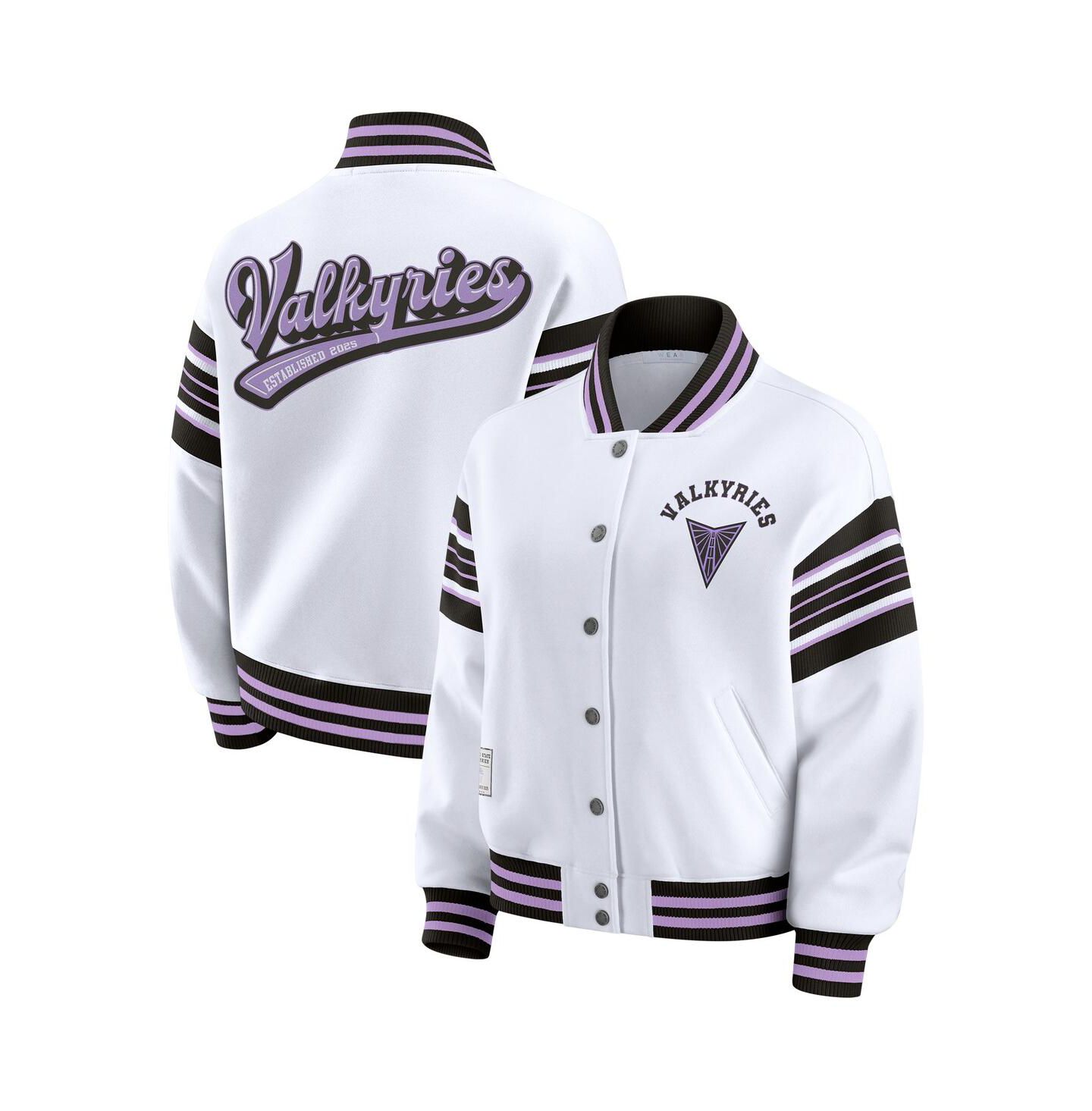 Женская куртка WEAR by Erin Andrews White/Black Golden State Valkyries Plus Size Full-Snap Fleece Sweatshirt — фото 1
