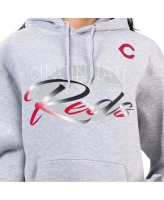 Women's Heather Gray Cincinnati Reds Shadow Logo Graphic Pullover Hoodie