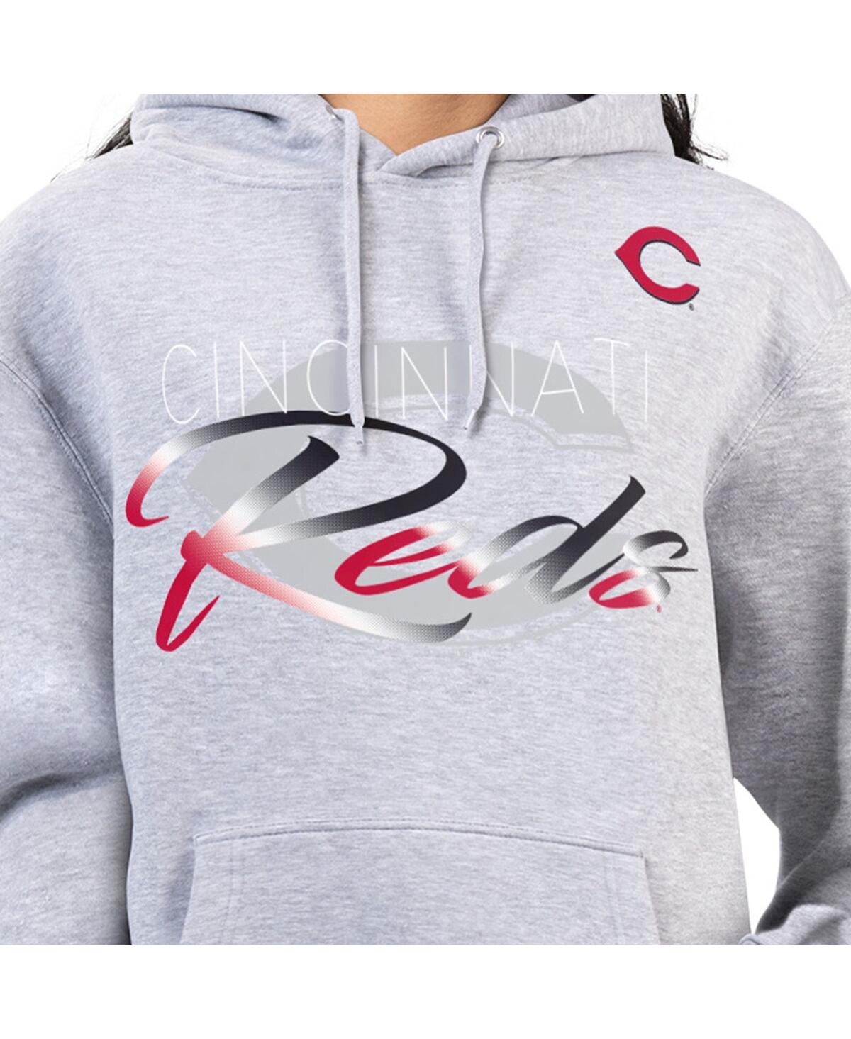 G-iii 4her By Carl Banks Women's Heather Gray Cincinnati Reds Shadow Logo Graphic Pullover Hoodie In Gray