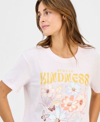 Juniors' Kindness Flowers Crewneck Tee