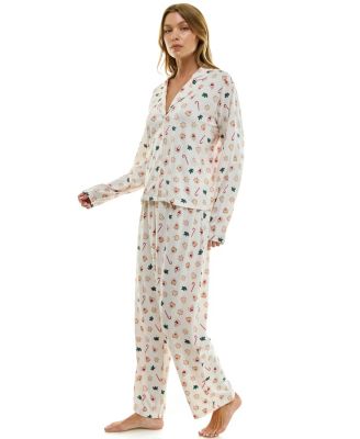 Women's Long Sleeve Top and Bottom 2-Piece Notch Collar Set