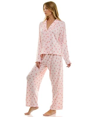 Women's Long Sleeve Top and Bottom 2-Piece Notch Collar Set