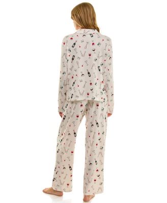 Women's Long Sleeve Top and Bottom 2-Piece Notch Collar Set