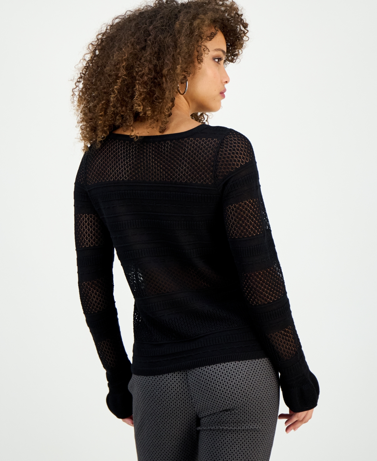 I.n.c. International Concepts Petite Ruffle Pointelle Sweater, Macy's Exclusive