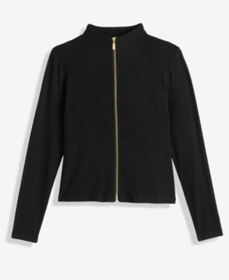 Petite Mock-Neck Zip-Front Top, Macy's Exclusive 