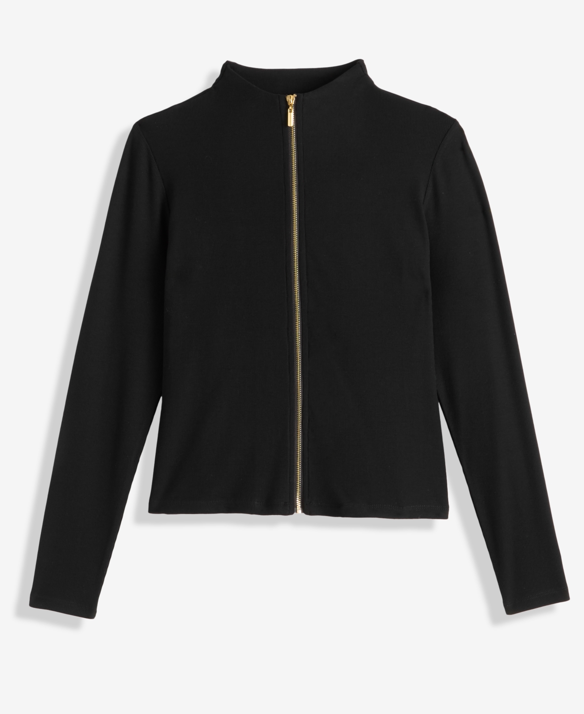 Inc International Concepts Petite Mock-neck Zip-front Top, Macy's Exclusive In Black