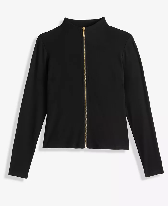 Petite Mock-Neck Zip-Front Top - thumbnail 2