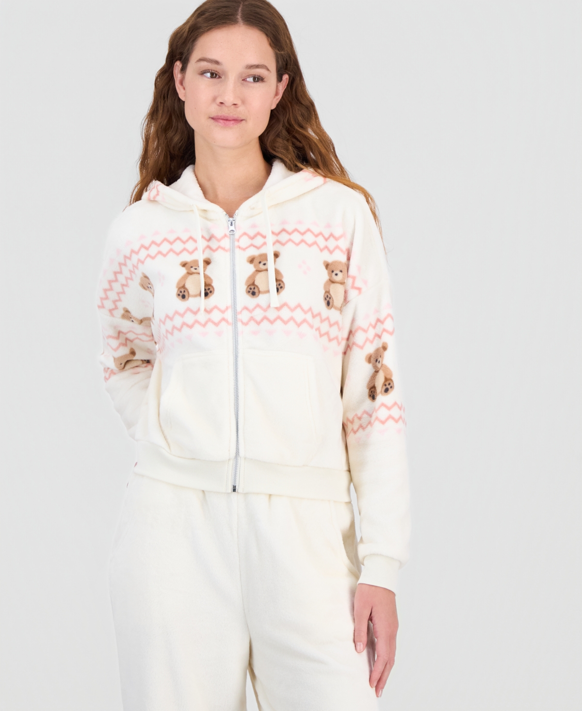 Sincerely Jules Juniors' Cozy Cropped Full-zip Hoodie In Multi
