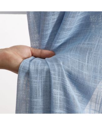 Abbey Faux Linen Textured Semi Sheer Privacy Sun Light Filtering Transparent Window Grommet Curtain Panels, Set of 2