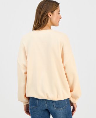 Juniors' Long-Sleeve Beaded Crewneck Sweatshirt