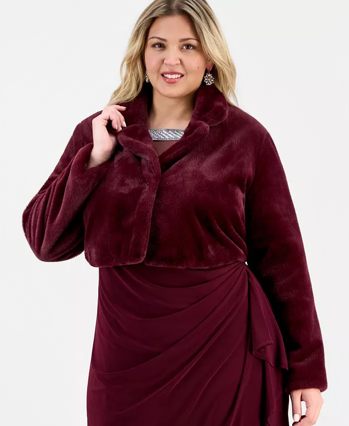 Trendy Plus Size Cropped Faux-Fur Jacket