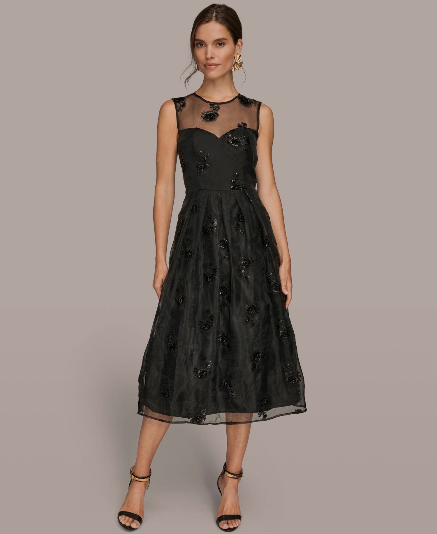 Women's Sleeveless Illusion Cocktail Dress