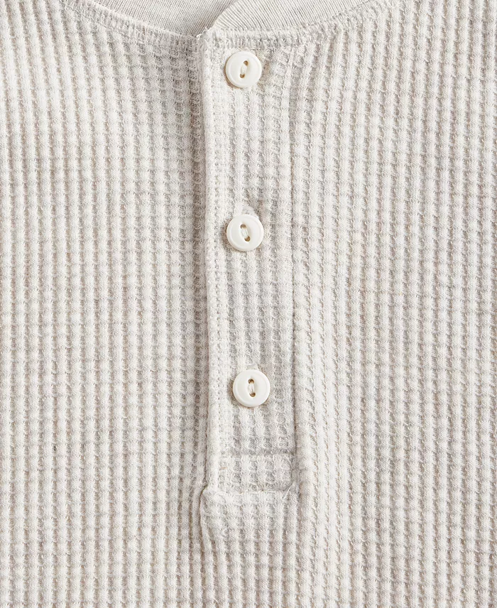 Men's Thermal Waffle-Knit Henley Shirt - thumbnail 4
