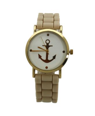 Cream Anchor Emblem Silicone Band Watch