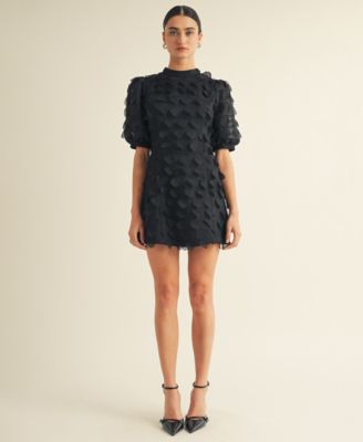 AROSE STUDIO, INC - Women’s Crew Neck Puff Sleeve Mini Dress