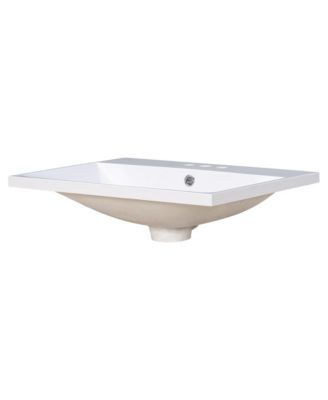 24" Bathroom Vanity Top Only with Basin, 3-Faucet Holes, 4" Faucet Compatible, Ceramic