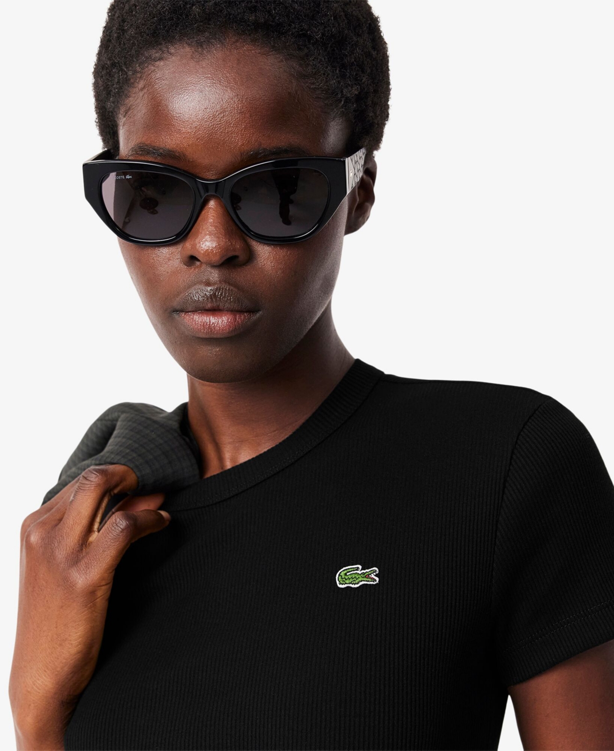 Lacoste Usa Women's Cotton Slim-Fit Crewneck Tee