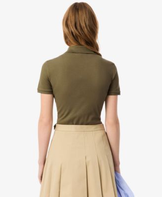 LACOSTE Women's Short Sleeve Slim-Fit Polo Top