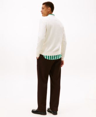 Men's Textured Cotton Crewneck Sweater