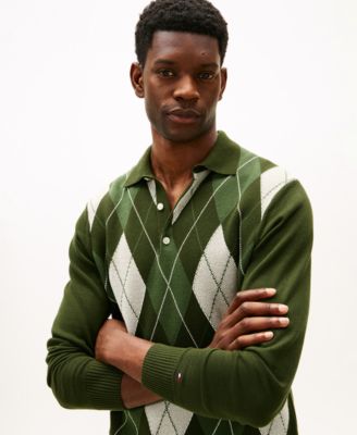 Men's Long-Sleeve Argyle Rugby Sweater